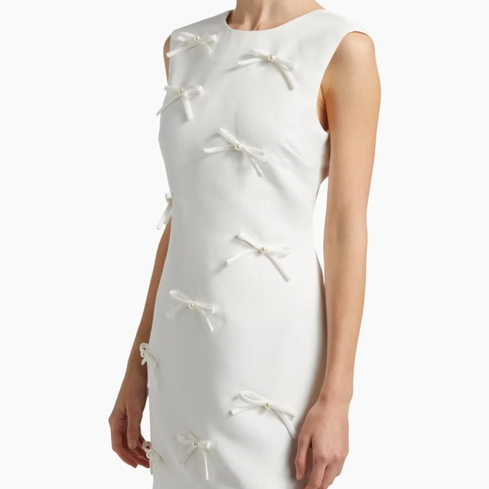 Elliatt Rose Bow White Dress with Bow and Pearl Accents NWT 🤍🤍🤍 - Picture 6 of 10